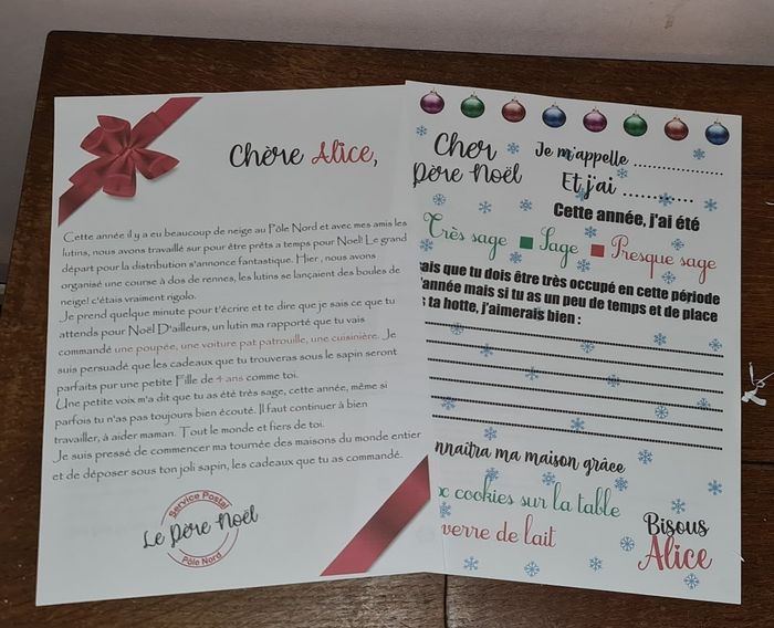 Lettre au père Noël personnalisé