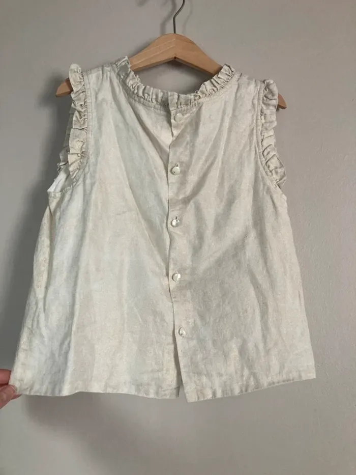 Bonpoint 🍒 haut + short en lin beige doré 8 ans - photo numéro 9