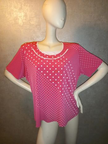 tee shirt rose à pois blanc ennage taille 44