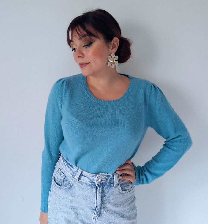 Pull bleu ciel doux chaud laine minimaliste tendance hiver Marque Camaïeu Taille 38 M 
Très bon état - photo numéro 3