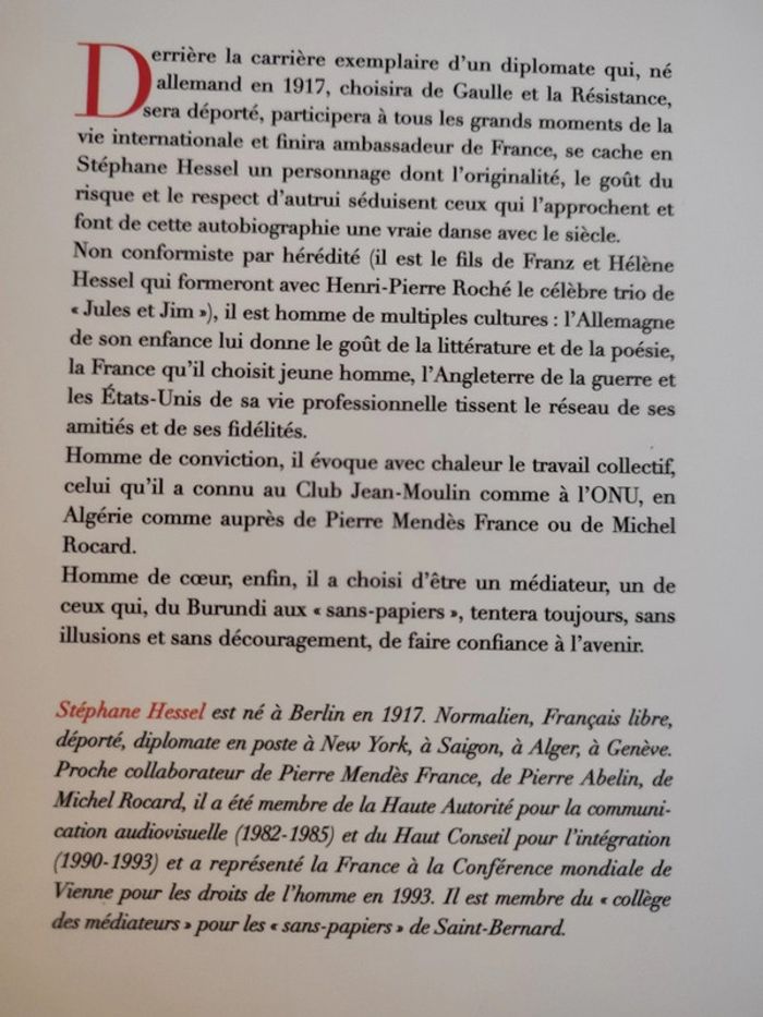 Livre "Danse avec le siècle"- Stéphane Hessel - photo numéro 2