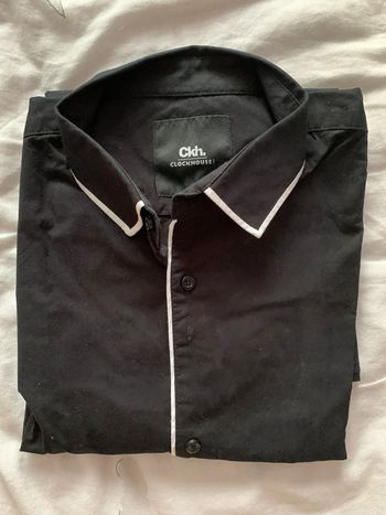 chemise noire et liseré blanc homme