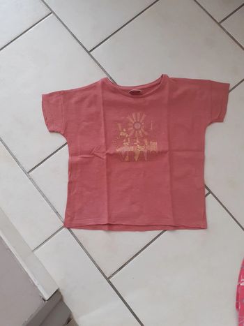 Tee shirt tape à l'œil corail brique fille 4 ans tbe