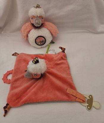 Ensemble doudou et Hochet balle oiseau Paloma - Dans la jungle - Moulin Roty