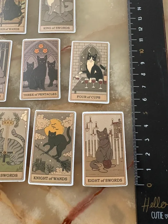 Stickers cartes de tarot chat 15 pièces - photo numéro 3