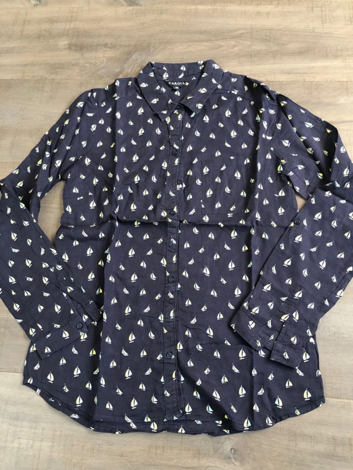 Chemise Caroll bateaux taille 38 marine - photo numéro 4