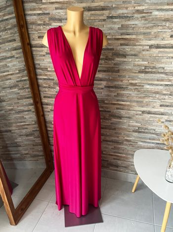 Robe longue fuchsia multi positions glamour