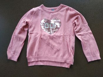 Pull coeur strass col rond