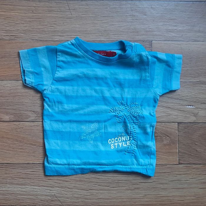 Lot de 2 t shirts bleus  manches courtes 3 mois - photo numéro 3