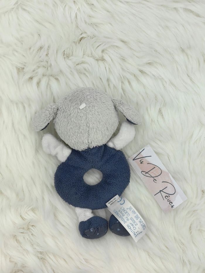 Hochet mouton Merlin Sauthon  bleu gris blanc - photo numéro 2