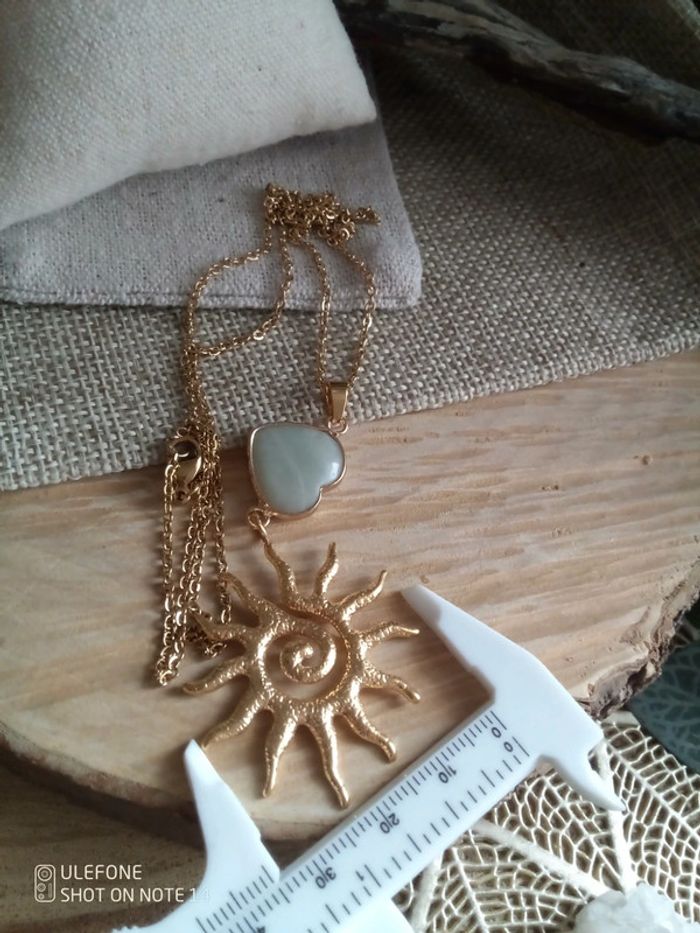 Collier coeur ensoleillé pierre d'amazonite - photo numéro 3