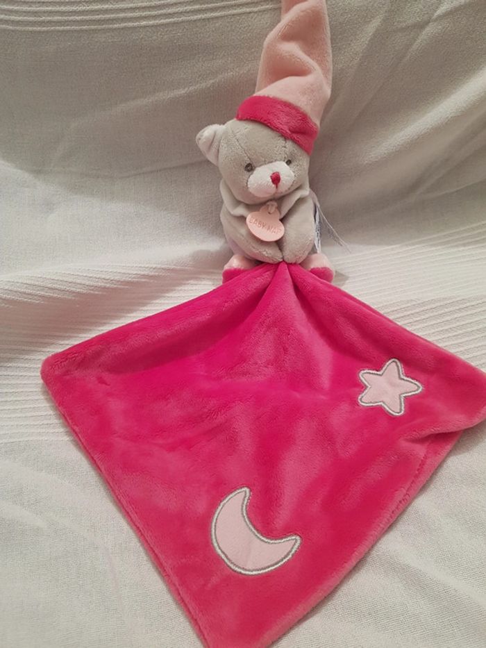 Doudou plat Ourson rose Pantins Babynat