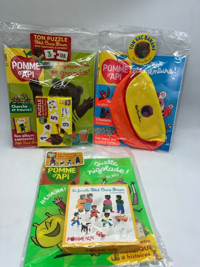 Lot de 3 magazines livres d'activités Pomme d'api avec leurs jouets - photo numéro 1