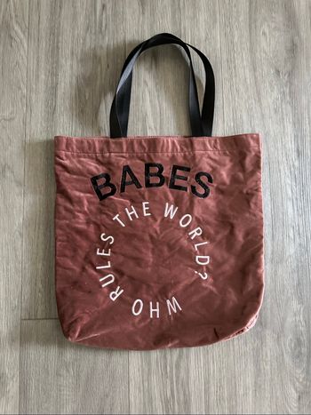 Tote bag en velours lisse vieux rose et noir pailleté