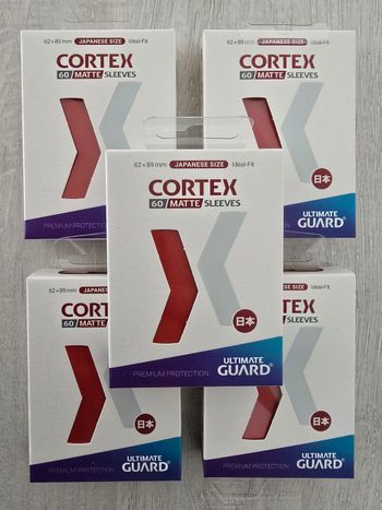 Lot de 5 paquets de 60 sleeves Ultimate Guard Cortex Mini Rouge Matte 