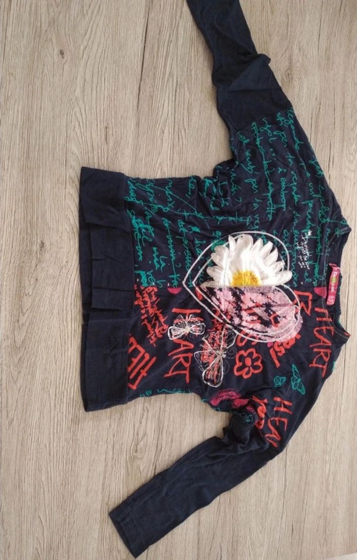 tee shirt manche 3/4 desigual 7/8 ans