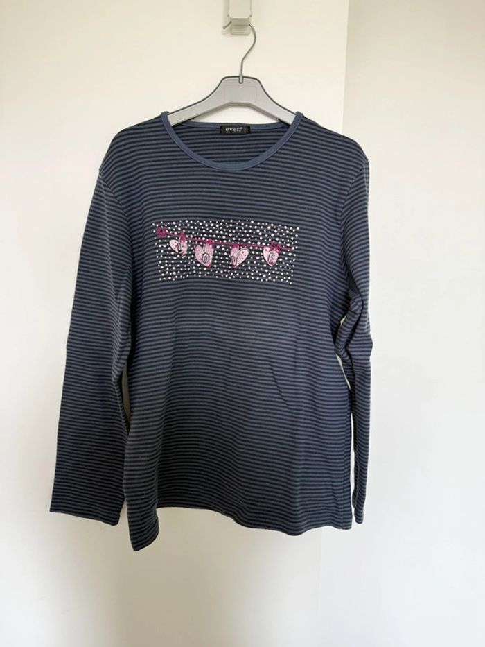 Haut pyjama Even taille L à rayures très bon état femme