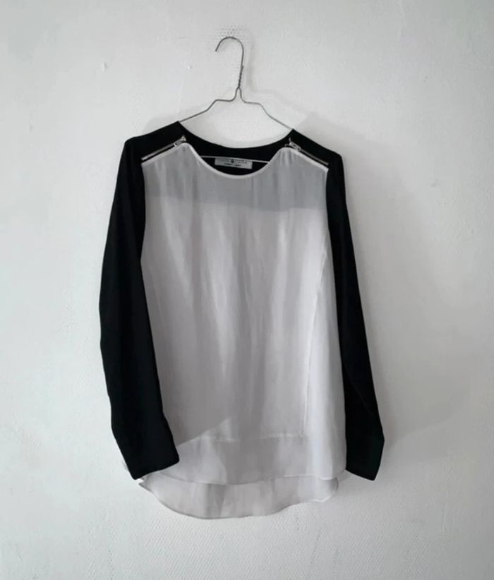 Blouse blanche et noire femme taille 38