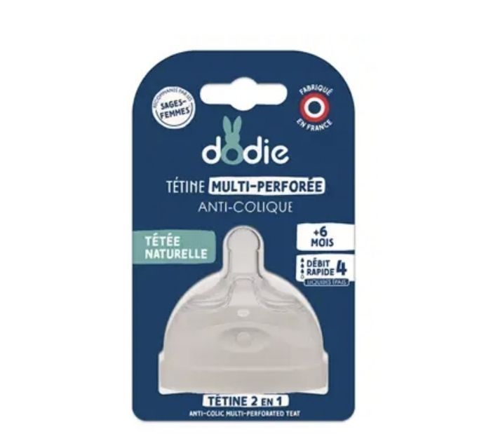 2 tétines dodie multi-perforées anti-colique liquide épais