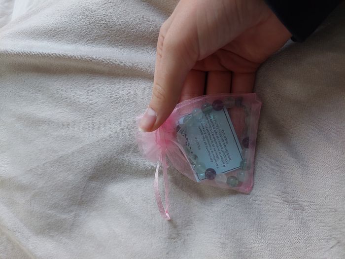 Bracelet en pierre naturelle – Fluorite - fait main - avec la carte de propriété, lithothérapie - photo numéro 3