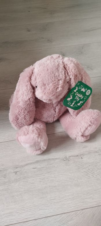 Peluche lapin rose neuf 