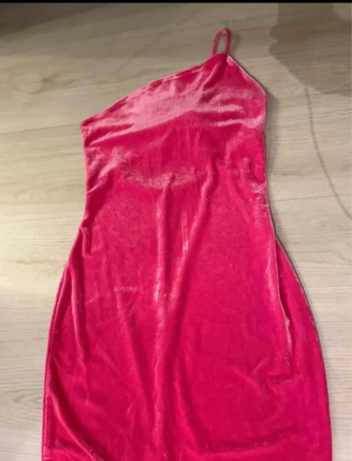 Robe longue rose en velours - Taille S