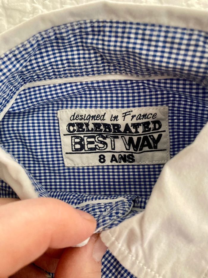 Chemise vichy bleu cérémonie Best Way 8 ans - photo numéro 5
