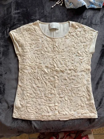 T-shirt texturé beige Zara taille M