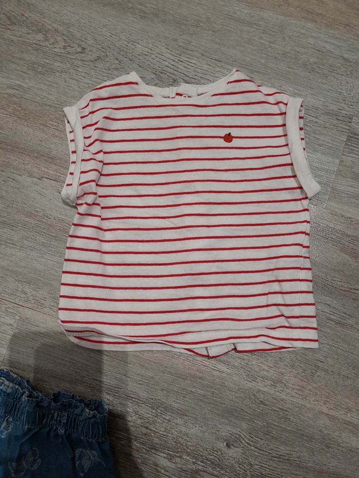 Short en jean LEVI'S et tee shirt marinière rouge et blanc - photo numéro 4