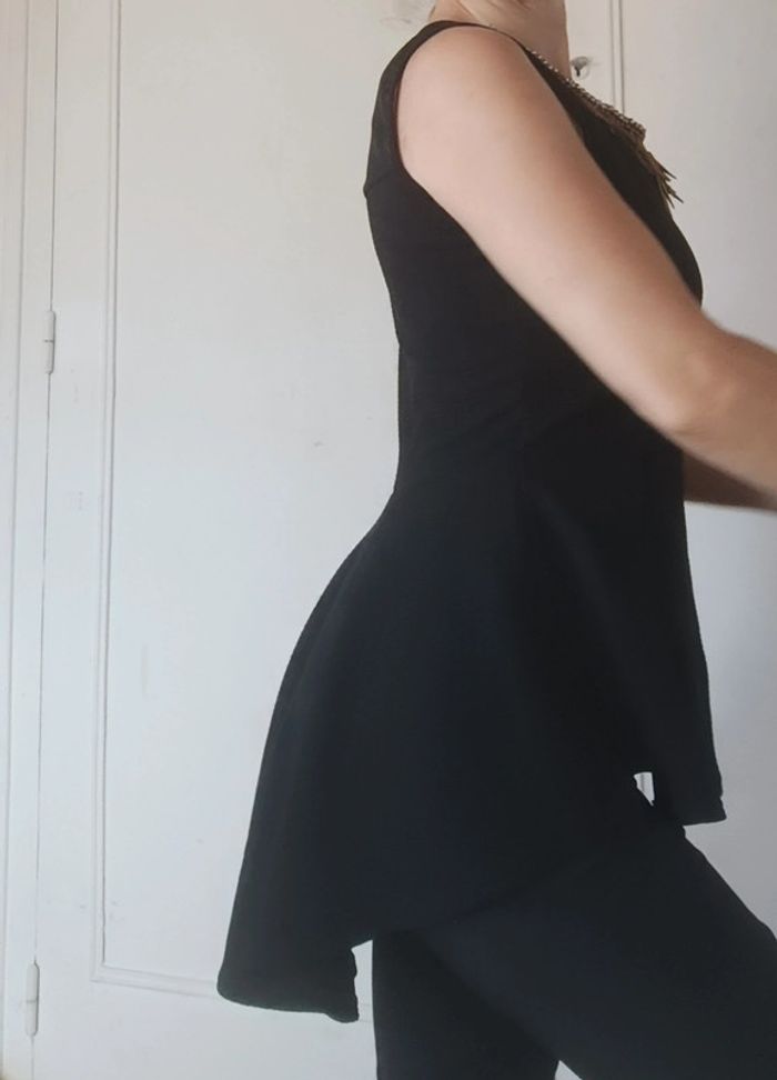 haut top femme cintrée evasé débardeur de soirée chic y2kt m 38 l 40 noir et doré - photo numéro 10