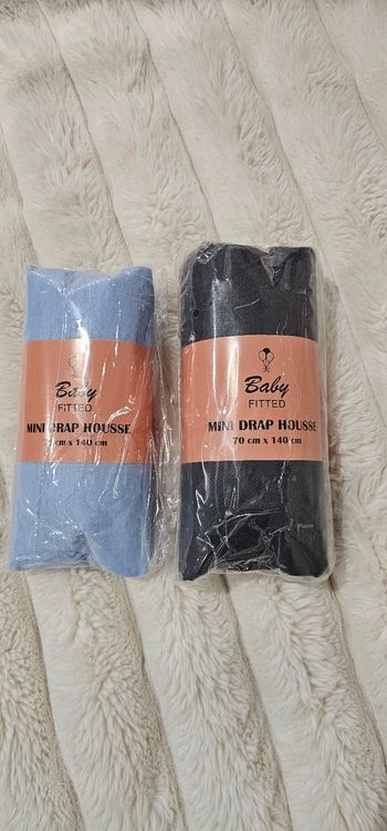 Lot de 2 draps housses 70×140 cm 100% coton 