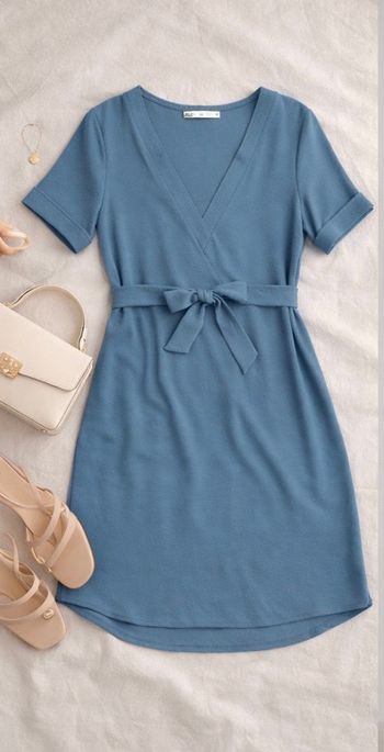 Robe Zara bleu-vert – taille M – ceinturée