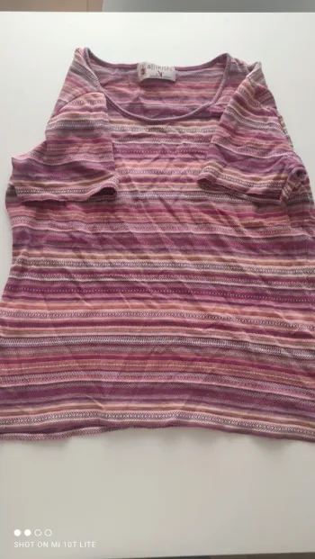 Tee shirt rayé prune Armand Thiery