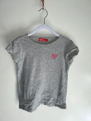 T-shirt manches courtes gris motif cœur - 8 ans - Tissaia