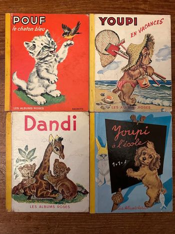 Pierre Probst - Caroline - Lot de 4 livres anciens Les albums roses cartonnés reliure jaune