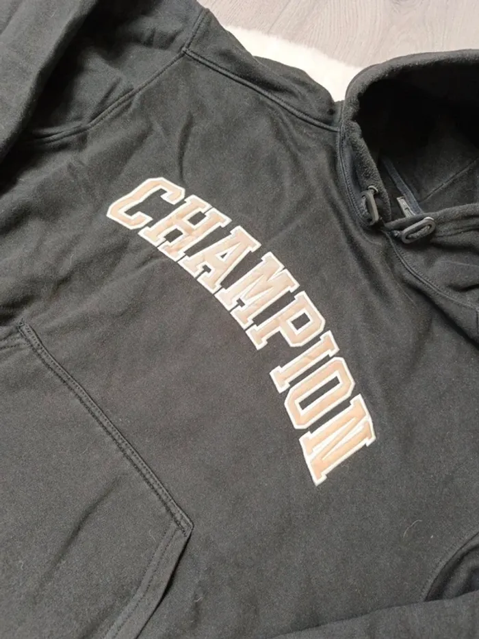 Sweat à capuche Champion noir XXL 🖤 logo brodé - photo numéro 3