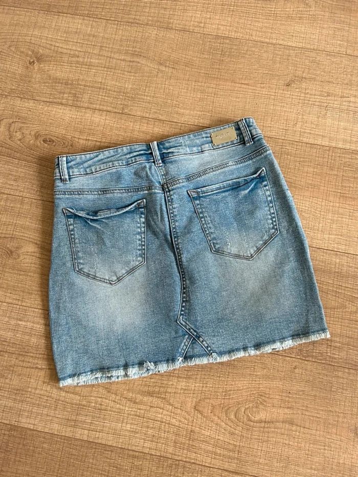 Jupe en jean bleu avec strass et perles Morgan taille 38 TBE - photo numéro 12