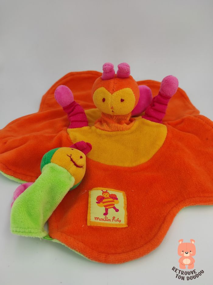 Doudou Plat Marionnette Abeille Orange Moulin Roty