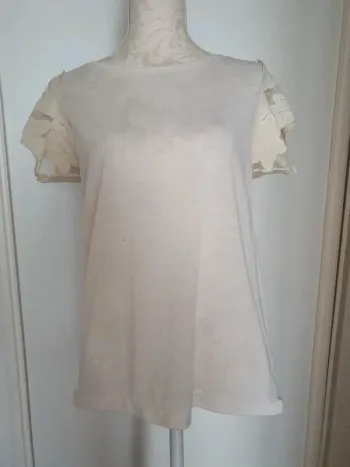Tee shirt blanc écru pull & bear taille M 38