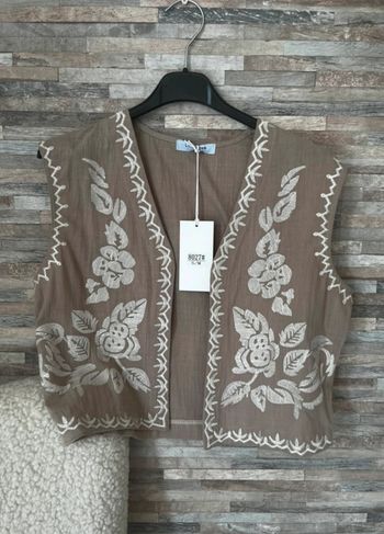 Veste gilet sans manche beige taupe