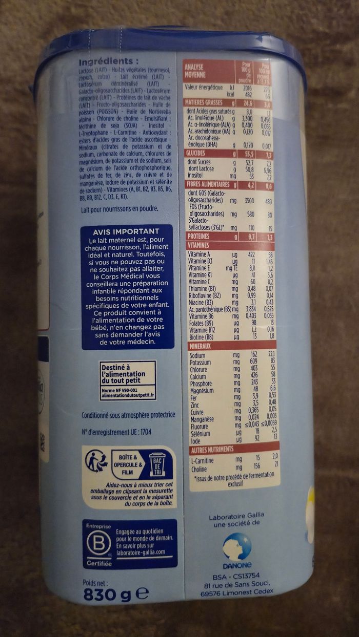 Lait infantile 1er age Gallia relais et complément du lait maternel 0-6mois - photo numéro 4