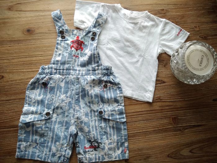 Ensemble salopette short garçon 18 mois