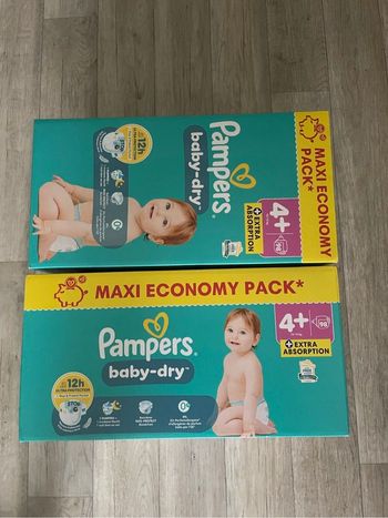 Mega pack de 196 couches pampers babydry  taille  4+ neuf