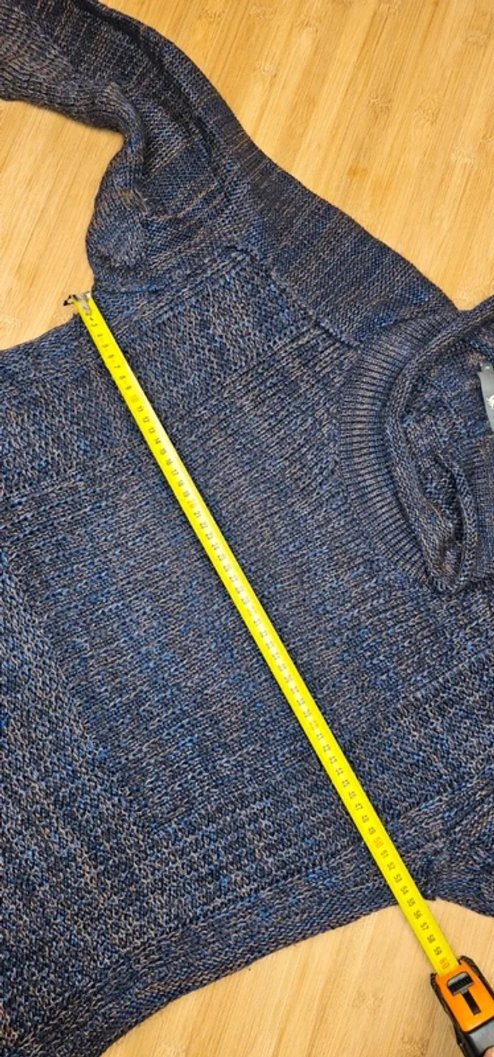 Pull cotelac bleu chiné en soie et angora de taille 2, 38 - photo numéro 10