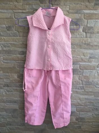 Ensemble chemise & pantalon rose 18M
