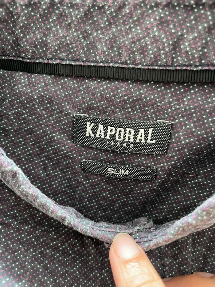 Chemise à manches longues noir à pois multicolore coupe slim Kaporal taille M - photo numéro 5