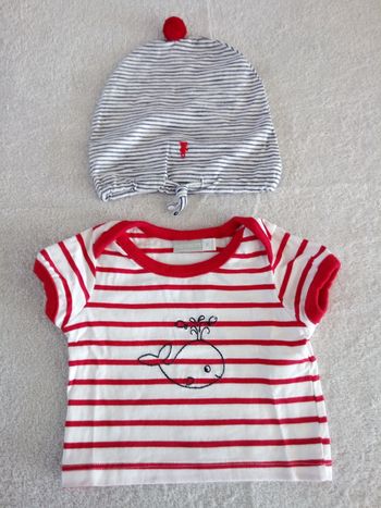 Tee-shirt + bonnet Natalys (réf perso L37)(familleac72)