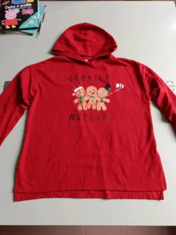 Pull de Noël ckj taille xl cookies selfie rouge