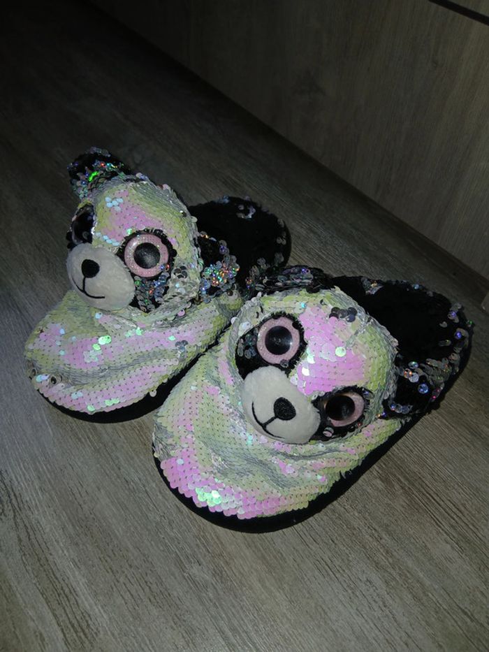 chausson panda style TY en séquins pointure 34/35/36 - photo numéro 2