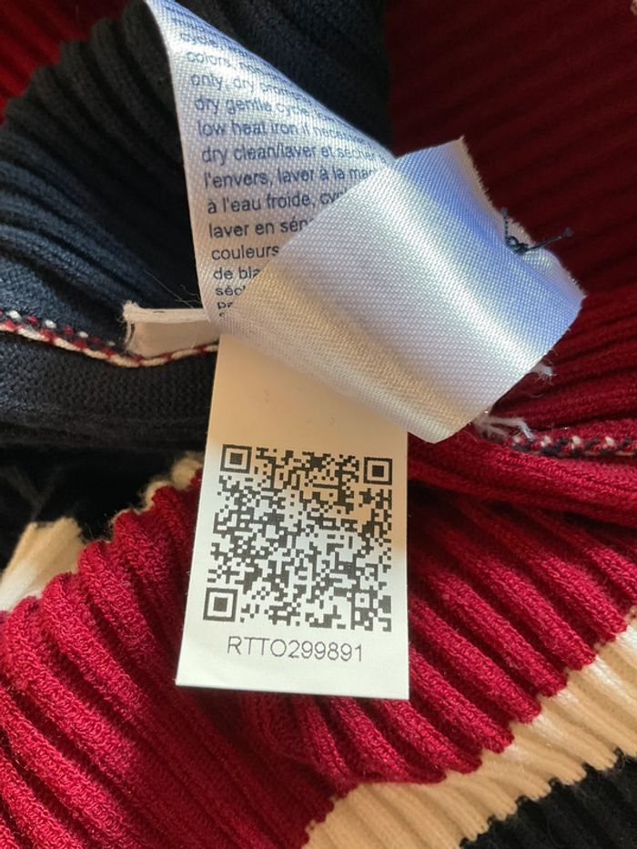 Robe côtelée manches courtes prêt du corps rayée marine et bordeaux Tommy Hilfiger taille L 028 - photo numéro 15